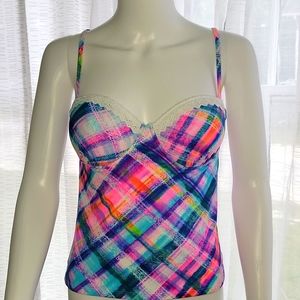 Ocean Pacific OP Retro Tankini Swim Top Beach Pool Resort Medium